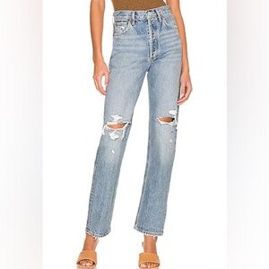 NWOT AGOLDE 90's Pinch Waist High Rise Distressed Denim Jeans, Size 31
